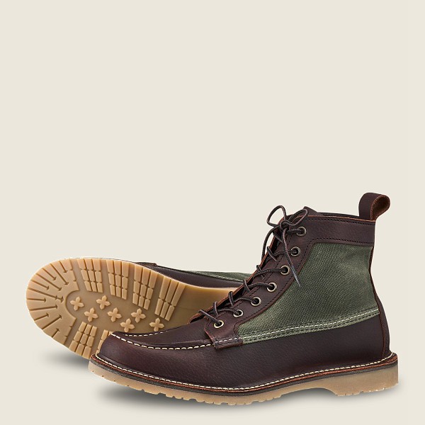 Red Wing Heritage Boots Weekender Canvas Moc - 6-inch Oil-slick Leather - Dark Brown - Mens MDG67958